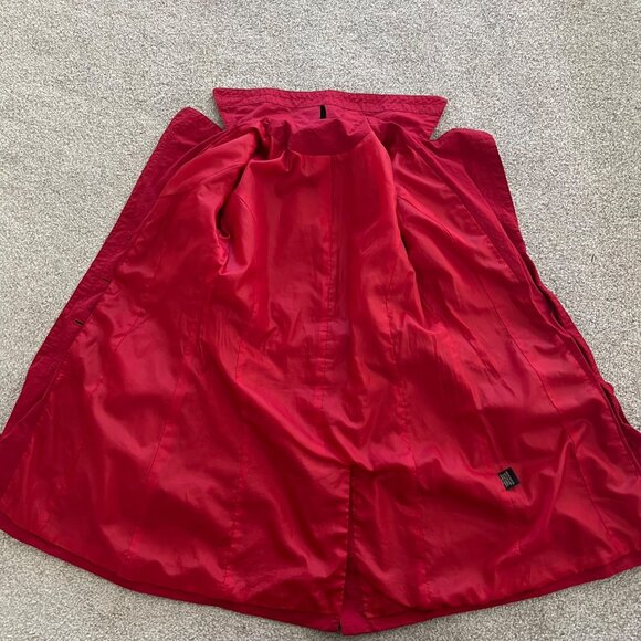 Ambition Y2K Chic Vibrant Red Cotton Blend Belted Red Minimalist Coat Small - Picture 5 of 13